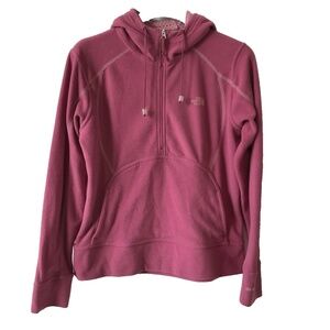Women's THE NORTH FACE TKA MICRO 1/2 Zip Hoodie Pullover Fleece Size Large pink